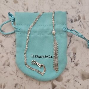 Tiffany & Co. RARE 925 Silver Chain with Pearl Accent